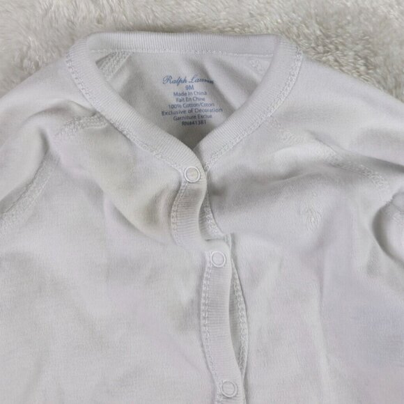 Ralph Lauren Baby One Piece Romper Size 9M White Button Body Suit - Picture 5 of 10